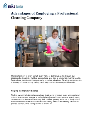 Advantages of Employing a Professional Cleaning Company