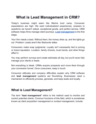 What is Lead Management in CRM