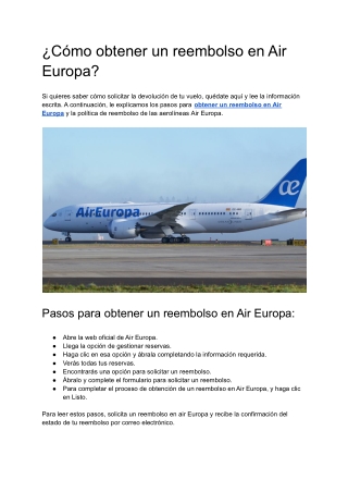 ¿Cómo obtener un reembolso en Air Europa