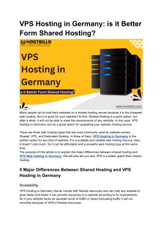 VPS Hosting in Germany: is it Better Form Shared Hosting?