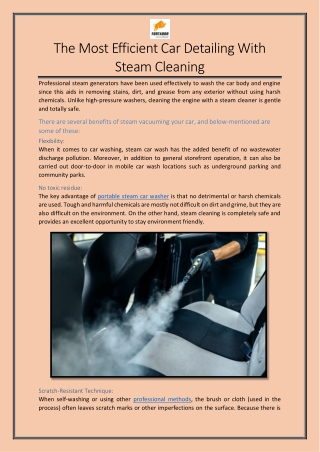 The Most Efficient Car Detailing With Steam Cleaning
