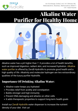 Alkaline Water Purifier for Healthy Home