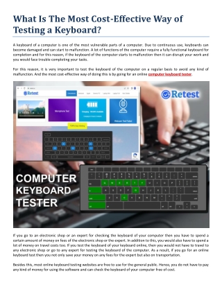 What Is The Most Cost-Effective Way of Testing a Keyboard