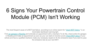 6 Signs Your Powertrain Control Module (PCM) Isn't Working