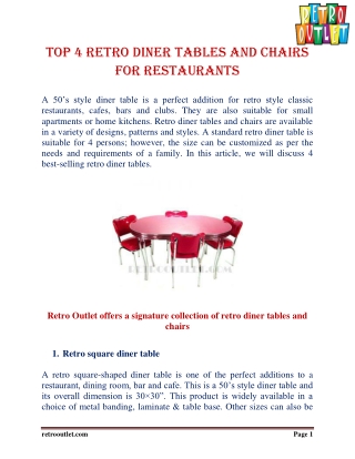 Top 4 retro diner tables and chairs for restaurants