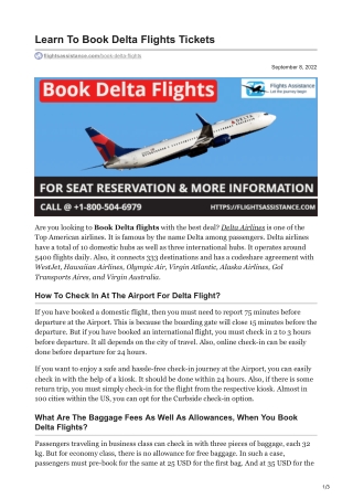 flights assistance -Learn To Book Delta Flights Tickets