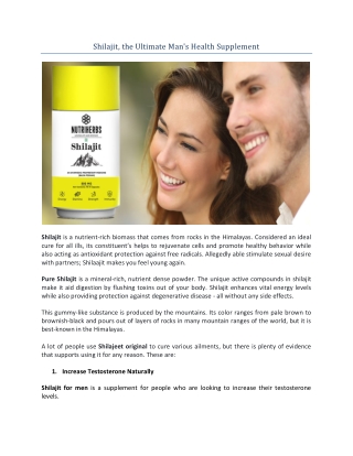 Shilajit, the Ultimate Man's Health Supplement