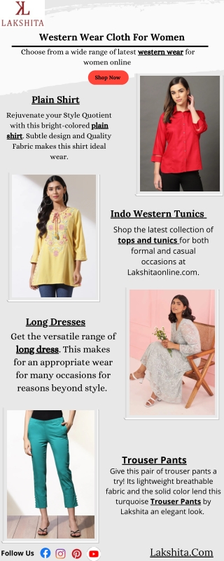 Buy Western Dresses For Women | Lakshita