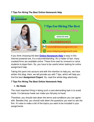 7 Tips For Hiring The Best Online Homework Help (Autosaved)