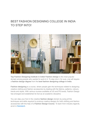 BEST FASHION DESIGNING COLLEGE IN INDIA TO STEP INTO