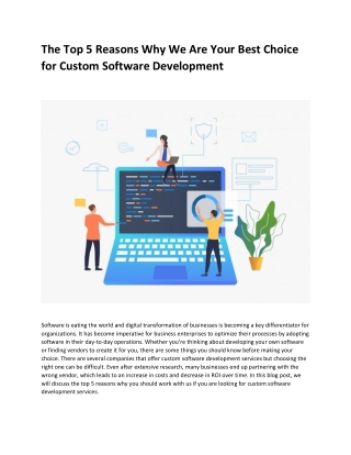 The Top 5 Reasons Why We Are Your Best Choice For Custom Software Development