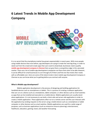 6 Latest Trends in Mobile App Development Company