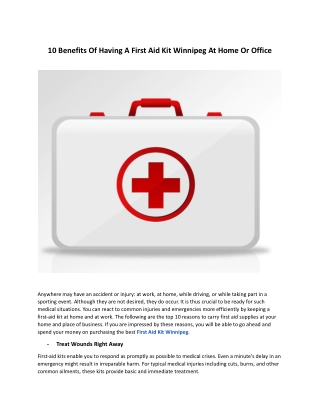 10 Benefits Of Having A First Aid Kit Winnipeg At Home Or Office .docx