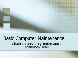 Basic Computer Maintenance