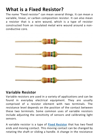 What is a Fixed Resistor