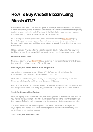 How To Buy And Sell Bitcoin Using Bitcoin ATM