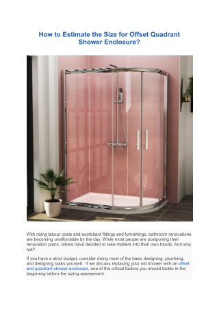 How to Estimate the Size for Offset Quadrant Shower Enclosure