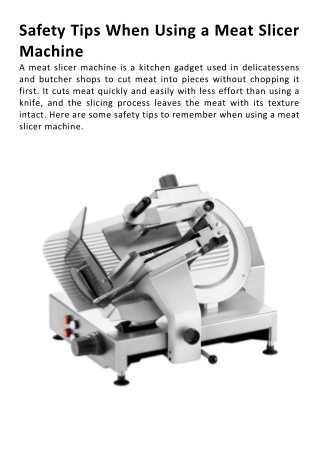 Safety Tips When Using a Meat Slicer Machine