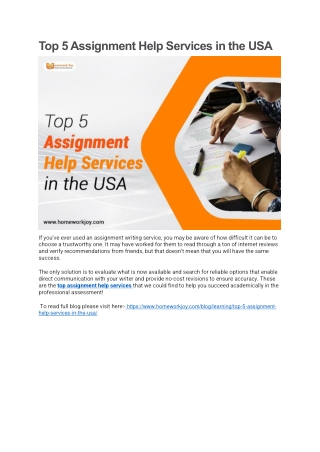 Top 5 Assignment Help Services in the USA