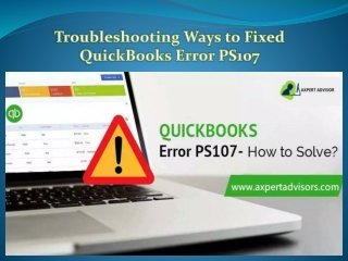Troubleshooting Ways to Fixed QuickBooks Error PS107