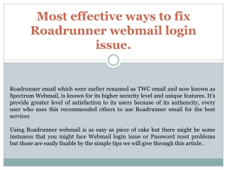 Most Effective Way to fix Roadrunner Webmail Login Issues