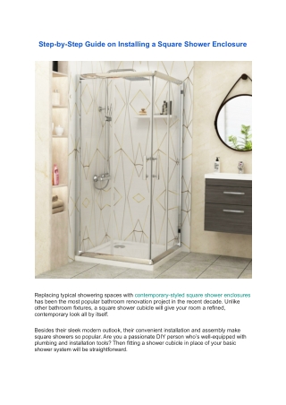 Step-by-Step Guide on Installing a Square Shower Enclosure