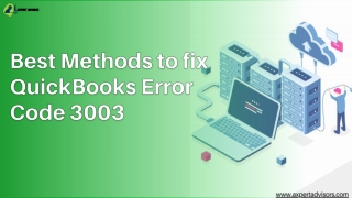 Best Methods to fix QuickBooks Error Code 3003