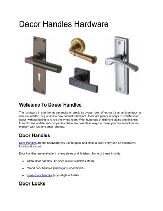 Decor Handles Hardware