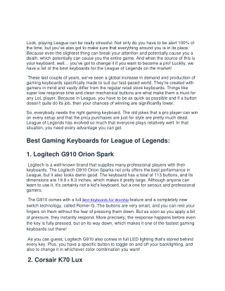 Best Gaming Keyboards for LoL