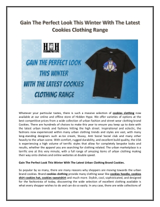 Gain The Perfect Look This Winter With The Latest Cookies Clothing Range