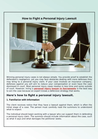 How to Fight a Personal Injury Lawsuit