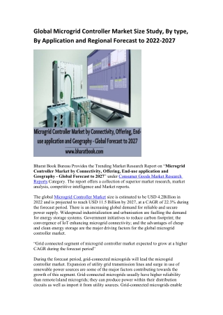 Global Microgrid Controller Market Research Report 2022-2027