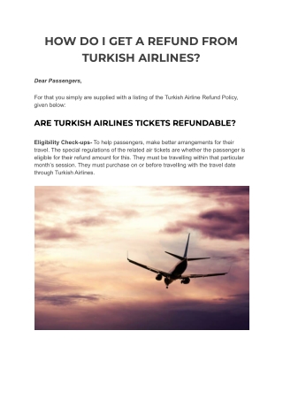 How Do I Get A Refund From TURKISH Airlines?