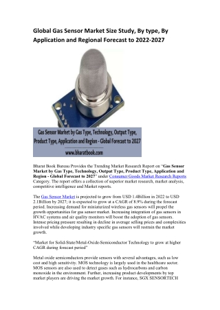 Global Gas Sensor Market Research Report 2022-2027