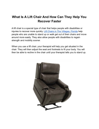 What Is A Lift Chair And How Can They Help You Recover Faster