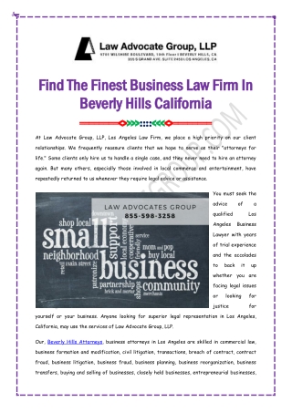 Business Law Firm In Beverly Hills California