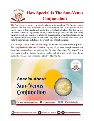 How Special Is The Sun-Venus Conjunction