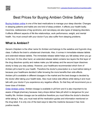 Best Prices for Buying Ambien Online Safely