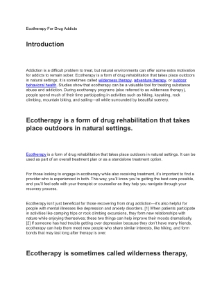 Ecotherapy For Drug Addicts
