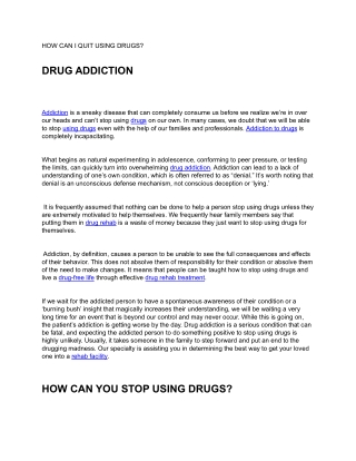 HOW CAN I QUIT USING DRUGS