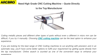 Need High Grade CNC Cutting Machine – Quote Directly to the Top Manufacturer