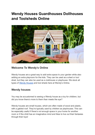 Wendy Houses Guardhouses Dollhouses and Toolsheds Online