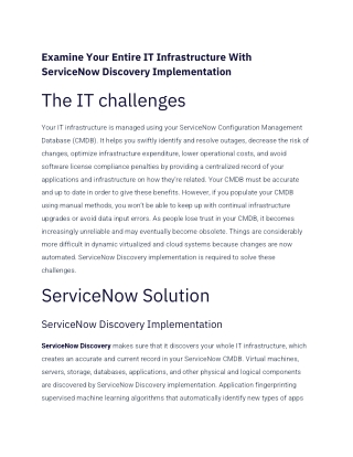 Examine Your Entire IT Infrastructure With ServiceNow Discovery Implementation