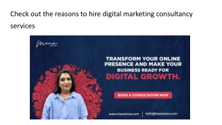 Check out the reasons to hire digital marketing consultancy services