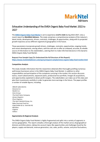 EMEA Organic Baby Food Market Analysis, Forecast and Share