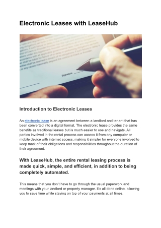 Electronic Leases with LeaseHub