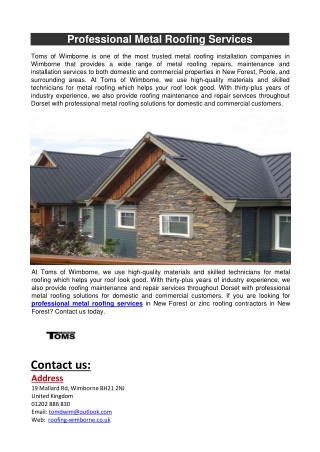 Professional Metal Roofing Services