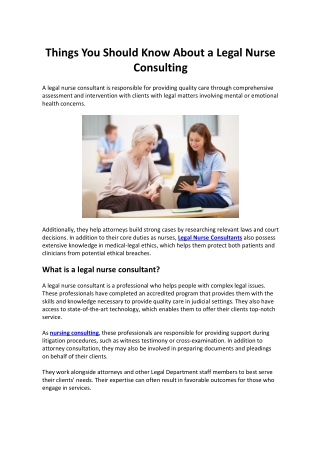 Things You Should Know About a Legal Nurse Consulting