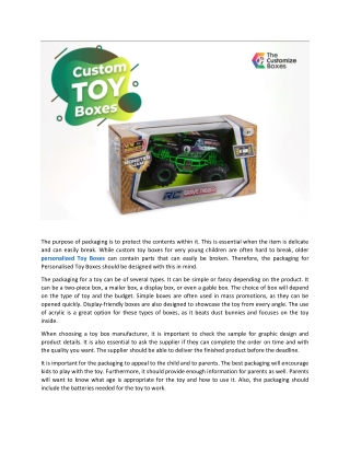 Why Packaging Is Necessary for Personalized Custom Toy Products?