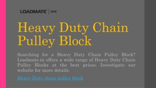 Heavy Duty Chain Pulley Block | Loadmate.in